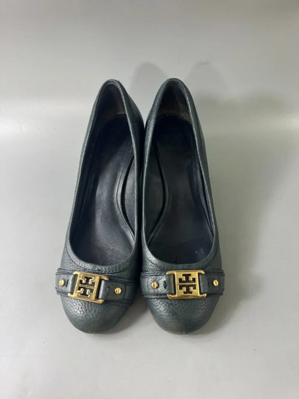 Tory Burch Deep Green Leather Wedges
